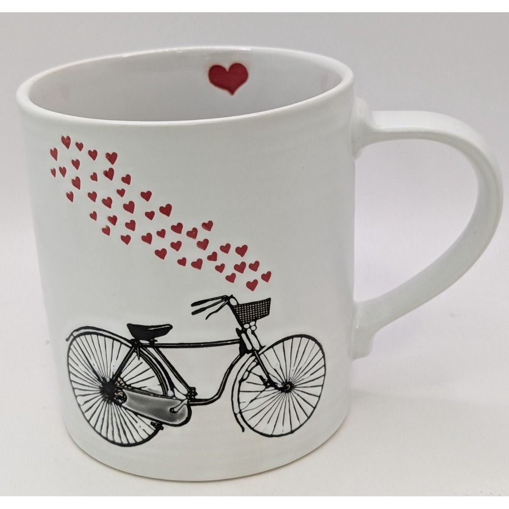 Prima Design Ribbed Coffee Mug Bicycle Hearts Valentines Ceramic 15oz